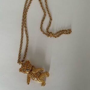Vintage Rhinestone Bear Necklace